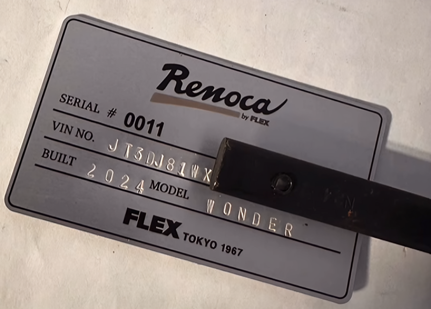 Serial number plate for Renoca