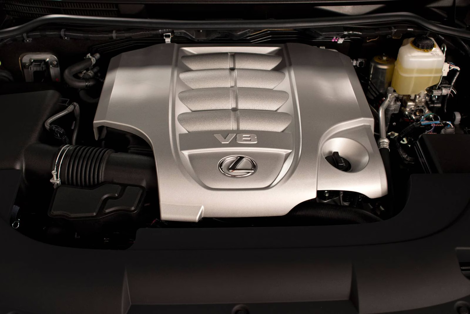 The V8 engine on a Lexux LX 570 