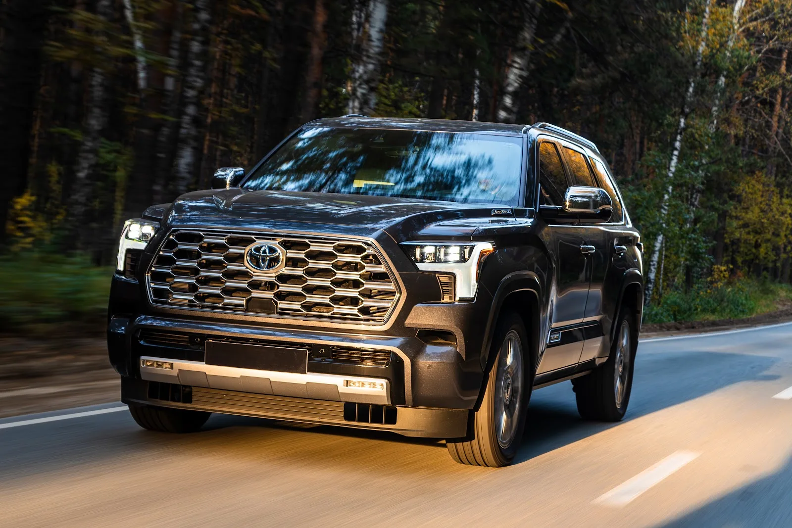 2024 Toyota Sequoia Capstone Cruisng alongsid a highway