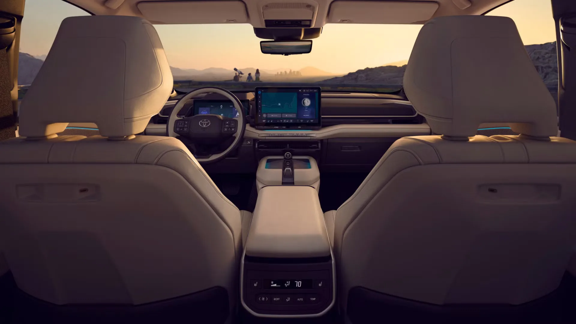 2027 Toyota Highlander electric SUV interior dashboard and touchscreen